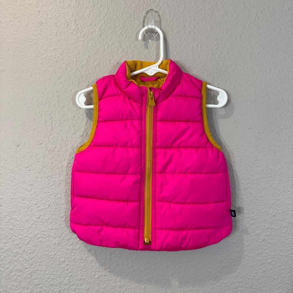 Baby Gap Size 12-18 Months Super Pink ColdControl Neo Puffer Vest 426283-00